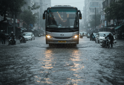Nguy Cơ Thủy Kích và Chập Điện Khi Xe Khách Lội Nước: Hiểu Rõ Để Phòng Tránh