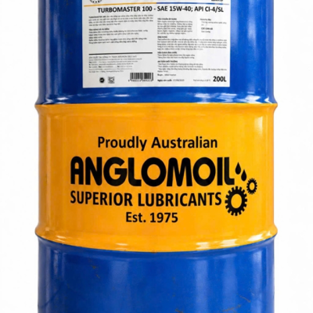 Nhớt động cơ Turbomaster 100 15W40 API CI-4/SL (200L/phi) Anglomoil