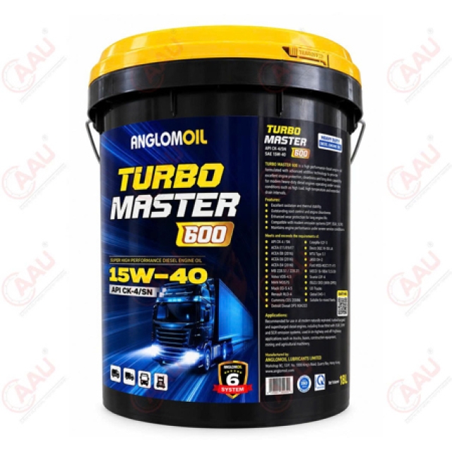 Nhớt động cơ Turbomaster 600 15W40 SAE API CK-4/SN (18L/xô) Anglomoil