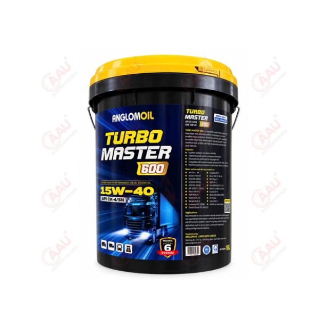 Nhớt động cơ Turbomaster 600 15W40 SAE API CK-4/SN (18L/xô) Anglomoil
